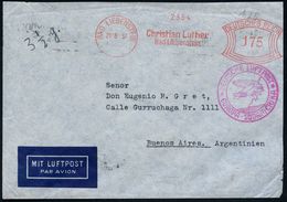 BAD LIEBENSTEIN/ Christian Luther 1937 (21.8.) AFS 175 Pf. + Roter Katapult-HdN: DEUTSCHE LUFTPOST/ EUROPA - SÜDAMERIKA/ - Andere (Lucht)