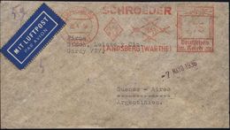 LANDSBERG/ (WARTHE)/ SCHROEDER.. 1938 (30.4.) AFS 175 Pf. Auf Firmen-Bf.: Kabelfabrik Landsberg.., Übersee-Flp.-Bf. = Fr - Autres (Air)