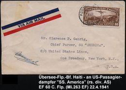 HAITI 1941 (22.4) 60 C. Flp. , EF , 1K: PORT AU PRINCE, Übersee-Flp.-Bf. N. New York (rs. AS Reederei US LINES) (Mi.263  - Otros (Aire)