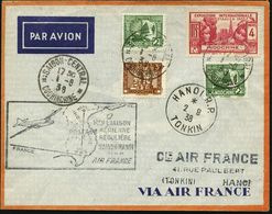 INDOCHINA (FRANZÖS.) 1938 (1.8.) Erstflug (Air France): Saigon - Hanoi (vs. AS) 4 C. Expo. (Mi.222 Etc.) + Flp.-HdN (Lan - Andere (Lucht)