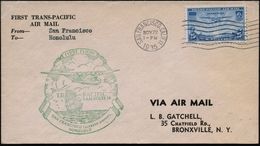 U.S.A. 1935 (22.11.) Erstflug (PAA) FAM 14: San Francisco - Honululu (AS) EF 25 C. Transpacific (Mi.380) + Grüner Flugbo - Andere (Lucht)