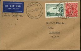 AUSTRALIEN 1935 (7.10.) Erstflug: Sidney - Melborne, Seltene Etappe Canberra (rs.AS) Flp. 3 P. (Mi.89 U.a.) 2x 1K: AIR M - Altri (Aria)