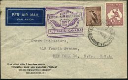 AUSTRALIEN 1946 (15.9.) Erstflug (B.C.P.A.): Australien - Canada, Etappe San Francisco , 1K: MELBOURNE + Viol. Flp.-HdN  - Other (Air)