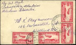 NEUSEELAND 1936 (16.3.) Erstflug: Palmerston - Blenheim - Palmerston, Etappe Blenheim (rs.AS) 4x 1 P. Flp. (Mi.203 MeF)  - Sonstige (Luft)