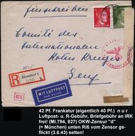 DÜSSELDORF 6 1943 (3.6.) 1K-Brücke Auf Hitler 12 Pf. U. 30 Pf. + RZ: Düsseldorf 6/b + OKW-Zensur-Streifen "b" + Roter Ze - Altri (Aria)