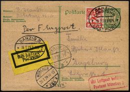 DANZIG 1929 (19.7.) OvalSt: DANZIG-/LANGFUHR/**/ LUFTPOST + Oval-Steg: DANZIG 5/ **/LUFTPOST (Mi.D 9-03, 07 + 22,50 EUR) - Andere (Lucht)