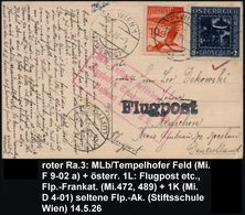 Berlin C 2 1926 (14.5.) Roter Ra.3: MLb/Flughafen Tempelhofer Feld/Postamt Berlin C 2 (Mi.F 9-02 A) + 1K: BERLIN C/ LUFT - Andere (Lucht)