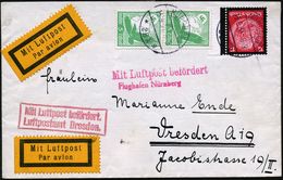 Nürnberg 1934 (15.9.) Roter Ra.2: MLb/Luftpostamt Dresden (Mi.F 27-06, +18.- EUR) + Roter 2L: MLb/ Flughafen Nürnberg (M - Andere (Lucht)