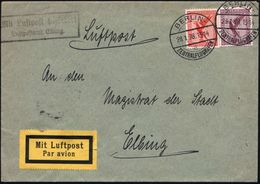 Elbing 1928 (28.1.) Schw.-viol. Ra.2: MLb/ Luftpostamt Elbing (Mi.F 30-01,+ 40.-EUR) Flp.-Frankat. 10 Pf. U. 15 Pf. Adle - Andere (Lucht)