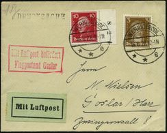 Goslar 1927 (16.6.) Roter Ra.2: MLb/ Flugpostamt Goslar (Mi.F 47-01 + 25.- EUR) 2x 1K: WERNIGERODE/**e + Grüner LPZ, Kla - Altri (Aria)