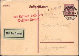 Krefeld 1926 (3.6.) Roter 2L: Mit Luftpost Befördert/ Postamt Krefeld (Mi.F 66-01, + 22.- EUR) Inl.-Flp.-P 15 Pf. Adler, - Sonstige (Luft)