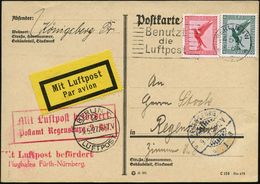 Regensburg 2 1927 (4.5.) MWSt.: BERLIN NW/7/ Benutzt/die/ Luftpost + Roter Ra.2: MLb/Postamt Regensburg 2 Bhf. (Mi.F 86- - Andere (Lucht)