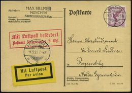 Regensburg 1927 (9.5.) Roter Ra.2: MLb/Postamt Regensburg 2 Bhf. (Mi.F 86-01 A, + 22.-EUR) + 1K-Gitter: REGENSBURG/c 2 * - Andere (Lucht)