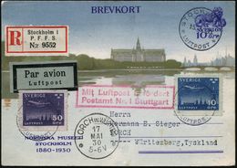 Stuttgart 1930 (15.5.) Roter Ra.2: MLb/Postamt Nr.1 Stuttgart (Mi.F 99-03 A, + 15.-EUR) Schweden Sonder-P 10 Ö. "Nordisc - Otros (Aire)