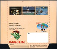 CUBA 1982 Sonder-Aerogramm 15 C. "XIV. Zentralamerikanische Jugendsportfestival" = Boxen, Baseball, Wasserball (Krokodil - Altri (Aria)