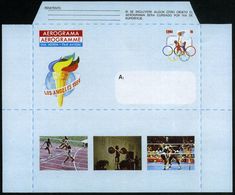 CUBA 1984 15 C. Sonder-Aerogramm: Olympiade Los Angeles = Basketball / Fackel , Rs. Sprint, Gewichtheber, Boxen, Ungefal - Autres (Air)