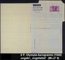 GROSSBRITANNIEN 1948 6 D. Olympia-Aerogramm , Ungebr., U N G E F A L T E T  =  Selten!  (Mi.LF 5) - - Andere (Lucht)