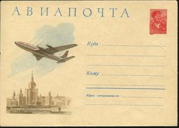 UdSSR 1960 LU 60 Kop. Stahlarbeiter, Rot: "AVIAPOSCHTA" (= Tupolev Tu-114 über Lomonossow-Universität Moskau) Ungebr., S - Otros (Aire)