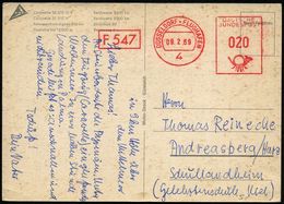 4 DÜSSELDORF-FLUGHAFEN/ F 547 1969 (9.2.) Seltener Interims-AFS = Probe-Freistempel Der Fa. L T U  = Hauspostamt Des Flu - Altri (Aria)