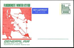 Hamburg 1967 LPP 20 Pf. Lorsch Grün: GENERAL AIR WINTER 67-68 (Flugstrecken Sylt, Helgoland Etc.) Ungebr. (Mi.PP 36/17)  - Other (Air)