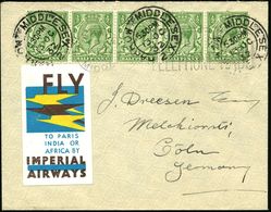 GROSSBRITANNIEN 1932 (13.10.) Ungez. Reklame-Vignette: FLY TO PARIS/INDIA OR AFRICA BY/IMPERIAL/AIRWAYS + Rs. Weitere Vi - Autres (Air)