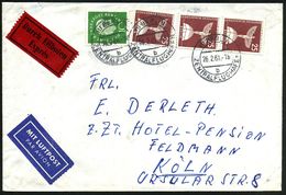 (1) BERLIN/ B/ ZENTRALFLUGHAFEN 1961 (26.2.) 2K-Steg 3x = Hauspostamt Flughafen Tempelhof Auf 3x 25 Pf. Lilienthal-Denkm - Other (Air)