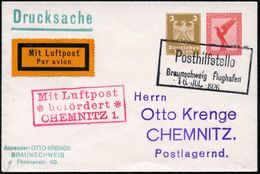 Braunschweig Flughafen/ Posthilfsstelle 1926 (16.7.) Seltener Ra.3 Mit Zugestempeltem Datum = Hauspostamt Flughafen (Mi. - Sonstige (Luft)