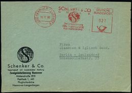 (20a) HANNOVER  F L U G H A F E N / SCHENKER & CO../ FLUGHAFENBÜRO 1960 (19.12.) Seltener AFS (Globus = Spedition) Motiv - Autres (Air)