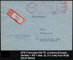 DESSAU 1/ JUNKERS GASGERÄTE/ JUNKERS & CO../ Fabrik Wärmetechn.Geräte 1944 (11.4.) AFS 042 Pf. = Gas-Therme, Gasherd (kr - Aviones