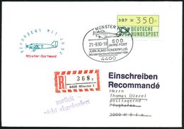 4400 MÜNSTER 1/ 500 JAHRE POST/ JUBILÄUMS-SONDERFLUG.. 1990 (21.8.) SSt = Ju 52 + HdN: BEFÖRDERT MIT JU 52/ Münster-Dort - Vliegtuigen