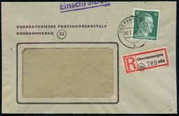 OBERAMMERGAU/ K 1945 (7.2.) 2K-Steg + Selbstbucher-RZ Mit Postleitgebietszahl: (13 B) Oberammergau / Z D A = Oberbayer.  - Flugzeuge