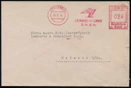 ORANIENBURG/ HEINKEL-WERKE/ GMBH 1941 (19.5.) Seltener AFS (Logo = Geflügeltes "H") Rs. Abs.-Vordruck, Klar Gest. (links - Vliegtuigen