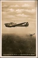 DEUTSCHES REICH 1939 (ca.) S/w.-Foto-Ak.:  Focke Wulf Fw 58 "Weihe" U. Fw 50 "Stösser" (rs. Freigabe-Vermerk RLM) Ungebr - Vliegtuigen
