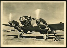 DEUTSCHES REICH 1940 (ca.) S/w.-Foto-Ak.: Heinkel He 111, Starbereit = Werkfoto Heinkel , Ungebr. (Verlag EAS Schwerdtfe - Vliegtuigen