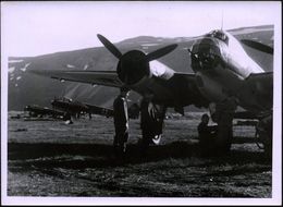 DEUTSCHES REICH 1941 (Juli) Orig. S/w.-Presse-Foto: Feldflughafen Banak, Sowjt. Tundra M. Junkers Ju 88 (Format 18 X 13  - Aviones