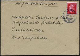 DT.BES.FRANKREICH 1943 (10.6.) 1K: FELDPOST/a/--- Auf EF 12 Pf. Hitler "Durch Deutsche Feldpost" , Rs. Abs.:Fa. Ernst  H - Avions