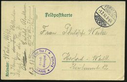 Krefeld 1917 (1.2.) 1K-Gitter: CREFELD-/BOCKUM + Viol. 2K-HdN: Rekrutendepot VII Der Fea 7/Crefeld (Nr.1233, Oben Gering - Airplanes