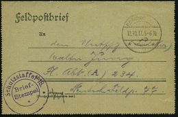 DEUTSCHES REICH 1917 (12.10.) Aptierte 1K-Brücke: K. D. Feldpost/** = Tarnstempel + Seltener, Viol. 2K-HdN: Schutzstaffe - Aerei