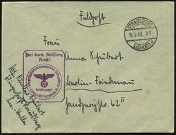 STRAUSBERG/ 1(STADT)/ B 1940 (18.5.) 1K-Brücke + Viol. Ra.: Frei Durch Ablösung/Reich!/ Fliegerhorstkommandantur Strausb - Airplanes