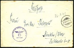 Vörden 1941 (22.8.) Stummer 1K-Gitter = Tarnstempel Bramsche + Viol. 1K-HdN: Fl.(ieger)-Horst-Kdtr. E Vörden + Rs. Hs. A - Avions