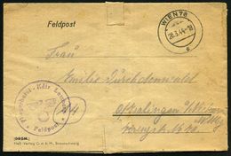 GENERALGOUVERNEMENT 1944 (28.3.) Viol. 1K-HdN: Fliegerhorst-Kdtr. Lemberg/ Feldpost + Aufgabe 2K: WIEN /6/c , Rs. Hs. Ab - Avions