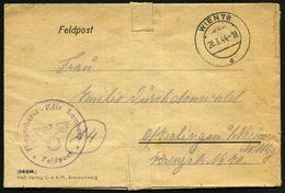 GENERALGOUVERNEMENT 1944 (28.3.) Viol. 1K-HdN: Fliegerhorst-Kdtr. Lemberg/ Feldpost + Aufgabe 2K: WIEN /6/c , Rs. Hs. Ab - Vliegtuigen