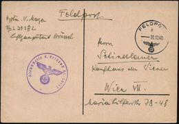 DT.BES.BELGIEN 1940 (30.10.) 1K: FELDPOST/b/--- + Viol. 1K-HdN: Fp. Nr. 30 182 = Fliegerhorst Kdtr. 6/XVII (Lg.-PA Brüss - Vliegtuigen