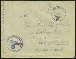 DT.BES.BELGIEN 1942 (9.11.) 1K: FELDPOST/b/--- + Blauer 1K-HdN: .. Feldpostnummer L 07201 = Fliegerhorst Kdtr. (E) 2/I , - Avions