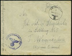 DT.BES.BELGIEN 1942 (9.11.) 1K: FELDPOST/b/--- + Blauer 1K-HdN: .. Feldpostnummer L 07201 = Fliegerhorst Kdtr. (E) 2/I , - Aerei