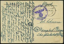 BREMEN 5/ S 1944 (25.1.) MaWellenSt. + Viol. 1K-HdN: Flugplatzkommando A 83-XI + Hs. Abs., Klar Gest. Feldpost-Kt. N. Kr - Aerei