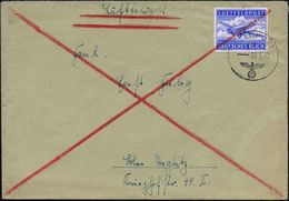 DEUTSCHESREICH 1942 (27.5.) 1K: FELDPOST/d/--- Auf EF Luftfeldpost-Marke Gez. (Ju 52) Rs. Hs. Abs.: Fp.-Nr. 34 616 = Inf - Vliegtuigen