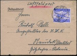 DEUTSCHES REICH 1942 (21.8.) 1K: FELDPOST/f/--- Auf EF Gez. Luftfeldpostmarke (Ju 52), Rs. Hs. Abs.: "Feldpost Nr.45 568 - Avions