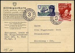 SCHWEIZ 1940 (Apr.) Soldatenmarken "FLIEGER KP 12" Bzw. "FLIEGER RGMT.3" , Viol.2K: STAB FLIEGER REG./3/Feldpost, Feldpo - Vliegtuigen