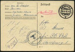 DESSAU 1/ O 1941 (13.6.) 2K-Steg + Blauer 1K-HdN: Höhere Fliegertechnische Schule/Jndustrie-Lehrgang Dessau + Hs. Abs.:  - Vliegtuigen